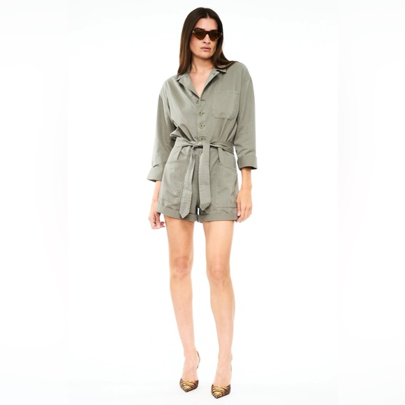 PISTOLA ~ Becca Belted Romper in Garden Green - Picture 5 of 9